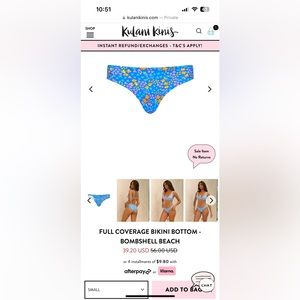 Kulani Kini - “Bombshell” bottoms (Size S).  Full coverage. NWT.
